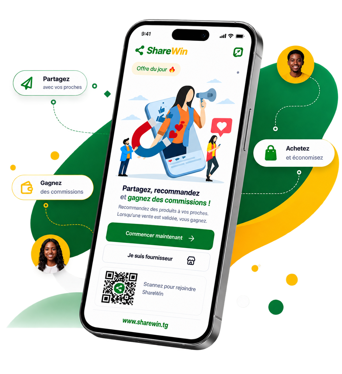 Application ShareWin — recommandez, partagez, gagnez
