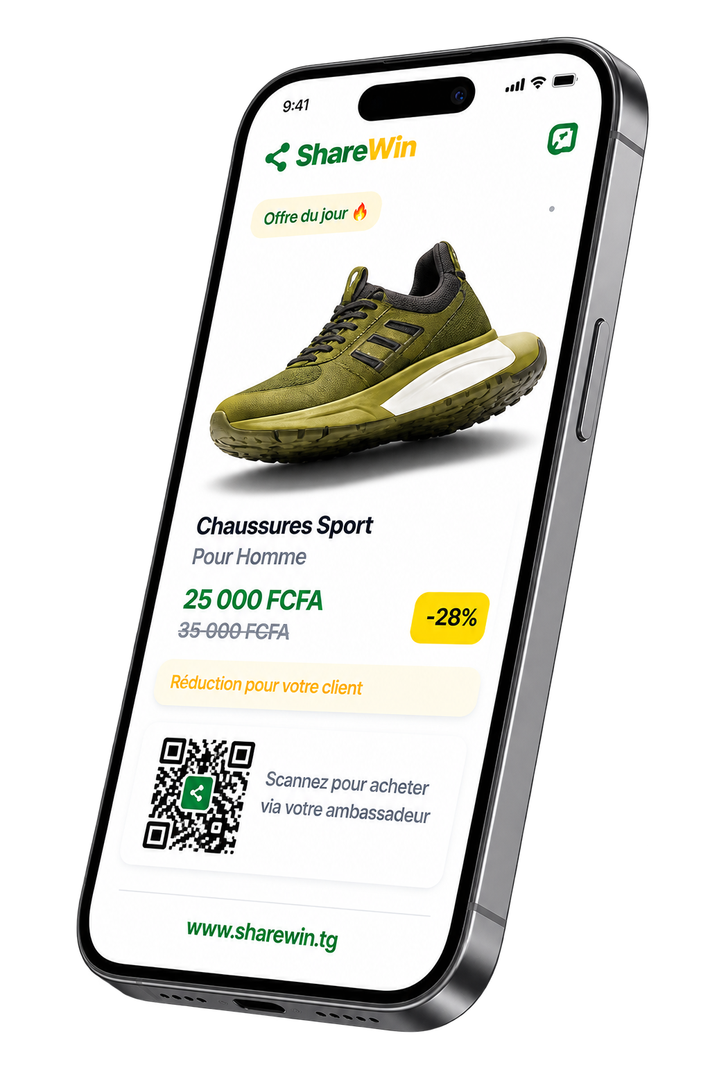 L'application ShareWin sur un téléphone
